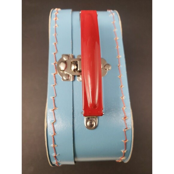 Two European Mini Suitcases for Toys or Doll Clothes Red Blue Metal Handle Clasp - Picture 12 of 16